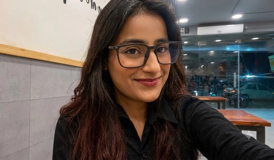 Rishika Sahu wearing glasses and smiling